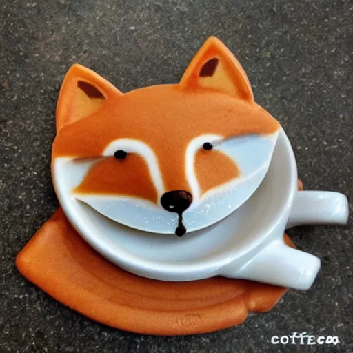 Prompt: fox coffee foam art