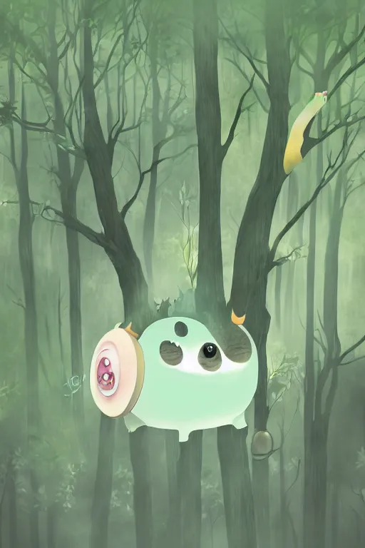 Image similar to A cute little monster in a misty forest art style by Mariko Mori, 4k, 8k