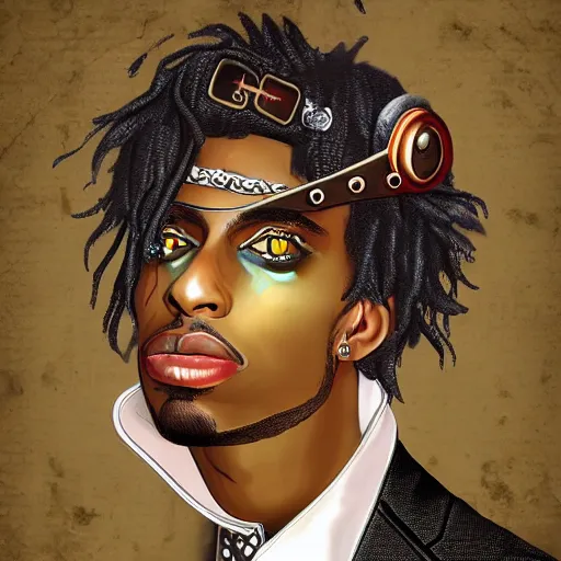 Image similar to playboi carti in steampunk style digital art 4 k the detailed super realistic