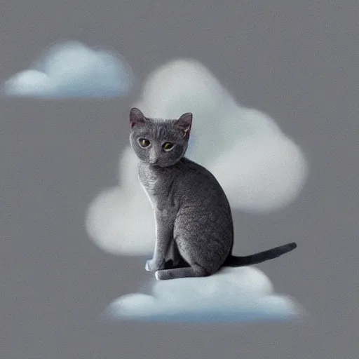 Image similar to a grey cat on a cloud