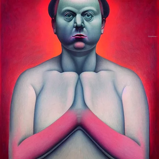 Image similar to surreal red and pink conceptual figurative post - morden monumental dynamic portrait by magritte and hogarth, inspired by william blake and gaugin, illusion surreal art, highly conceptual figurative art, intricate detailed illustration, controversial poster art, polish poster art, geometrical drawings, no blur