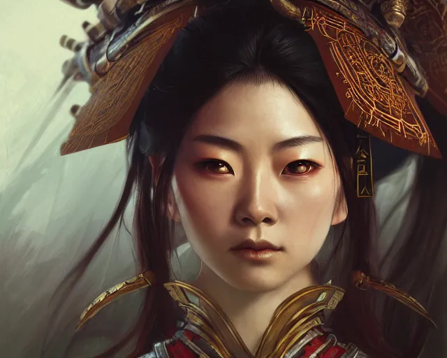 Image similar to photography of a japanese samurai with focused eyes, deep focus, d & d, fantasy, intricate, elegant, highly detailed, digital painting, artstation, concept art, matte, sharp focus, illustration, hearthstone, art by artgerm and greg rutkowski and alphonse mucha