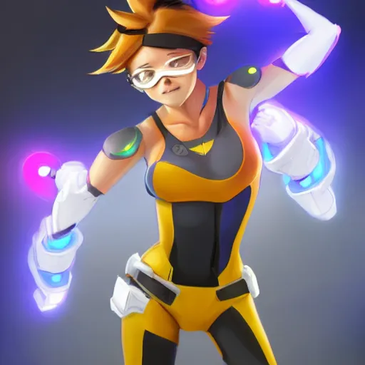 Prompt: b usty tracer from overwatch r 3 4 h e n t a i n s f w p o r n trending on pixiv