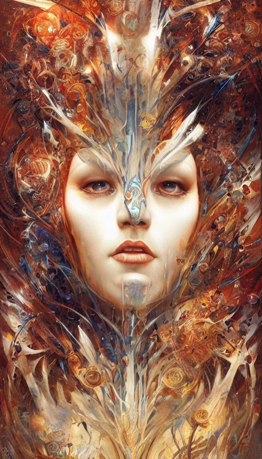 Image similar to portrait of a digital shaman, by karol bak