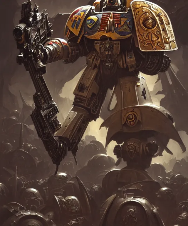 Image similar to Peter Crouch as a Warhammer 40k Space Marine, portrait, fantasy, intricate, elegant, highly detailed, digital painting, artstation, concept art, smooth, sharp focus, illustration, art by artgerm and greg rutkowski and alphonse mucha