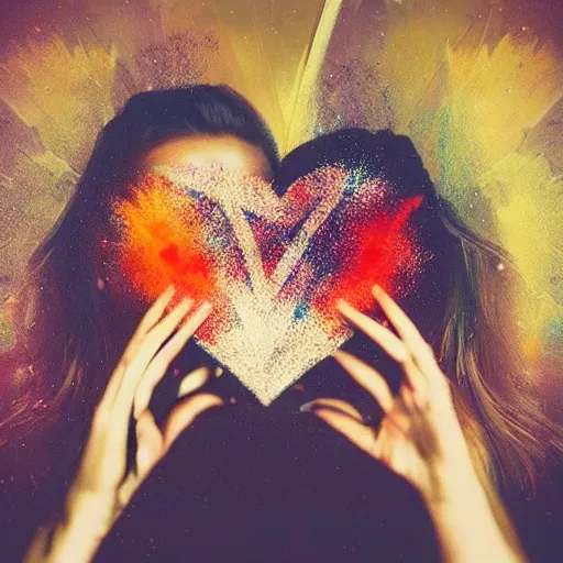 Image similar to double exposure of love, symbols of live, explosion, love is the most relevant theme, love is infinity, love is begin of all, 8 k resolution, artistic mode, artistic, trending on instagram, long exposure, love art, serious, fantasy and dreams vibes