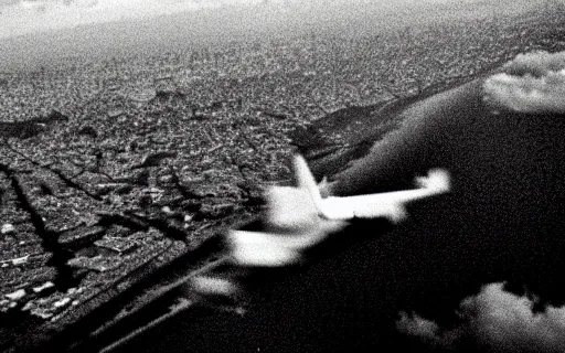 Prompt: A Filipino teenager flying above Metro Manila, wide shot, 35mm film, ethereal, by Iwai Shunji