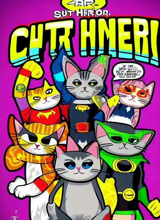 Image similar to cat super hero comic 4k high details