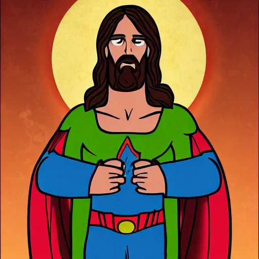 Image similar to jesus as a superhero