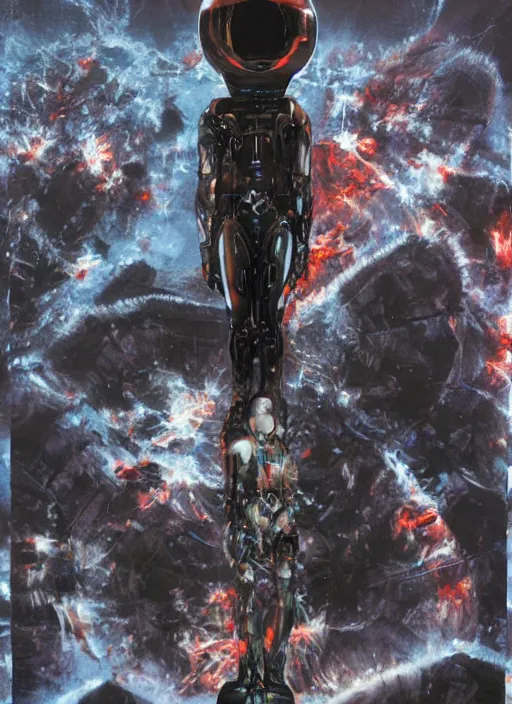 Image similar to astronauts in dark void underwater - complex and hyperdetailed technical suit. reflection and dispersion materials. rays and dispersion of light. volumetric light. f / 3 2. noise film photo. flash photography. ultra realistic, wide angle. poster by wayne barlowe, hajime sorayama aaron horkey, craig mullins