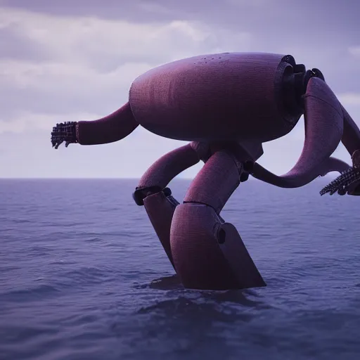 Prompt: a robot similar to the lochness monster in the ocean, octane render, 3D