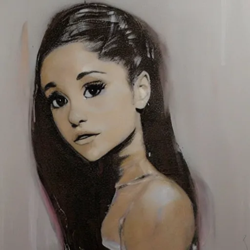 Image similar to painting of Ariana Grande by Guy Denning