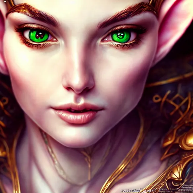 Image similar to beautiful elf queen, highly detailed, 4 k, hdr, smooth, sharp focus, high resolution, award - winning photo, artgerm, photorealistic