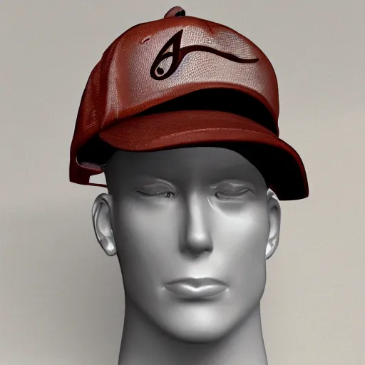 Prompt: a metal baseball cap on a mannequin, rusty, realistic, intricate