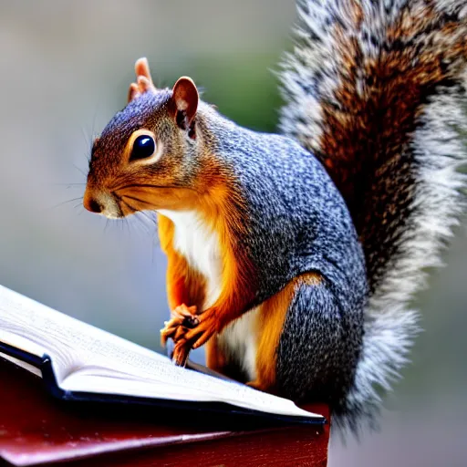 Prompt: a squirrel writing a novel