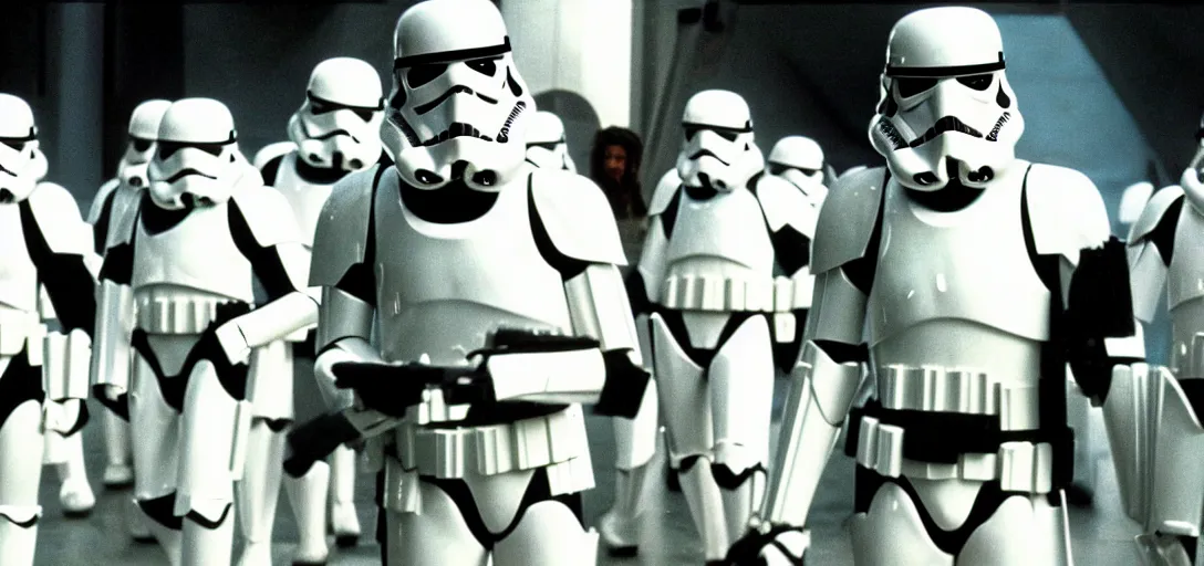 Image similar to a still of jennifer connelly in stormtroopers armor in the empire strikes back (1980)