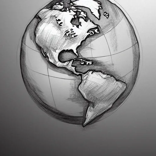 Image similar to globe earth drawing sketch, trending on artstation, cgsociety