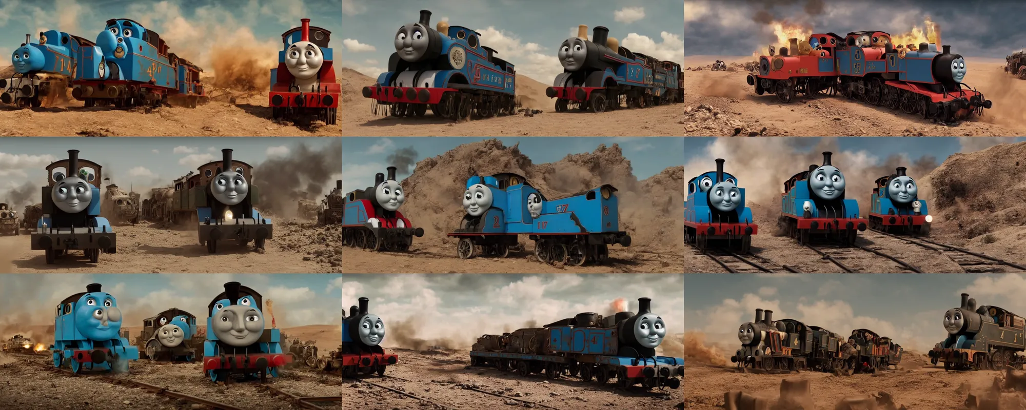 Image similar to still frame of Thomas the Tank Engine in MAD MAX: FURY ROAD (2015)