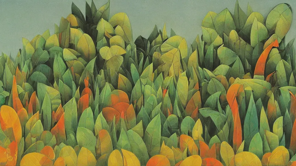 Image similar to abstract primitivism minimalism art painting, lines, forms, shapes, in style of henri rousseau,