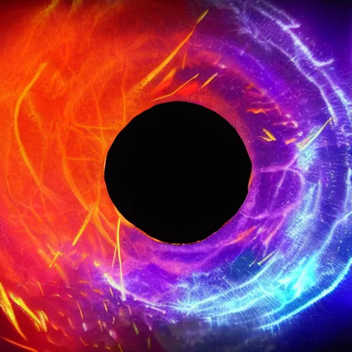 Image similar to a flag that open a portal to other dimension with purple energy and blue fire coming from the portal, dark, cinematography , 4k