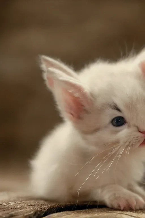 Prompt: An epic cinematic film still of an adorably cute bunny kitten