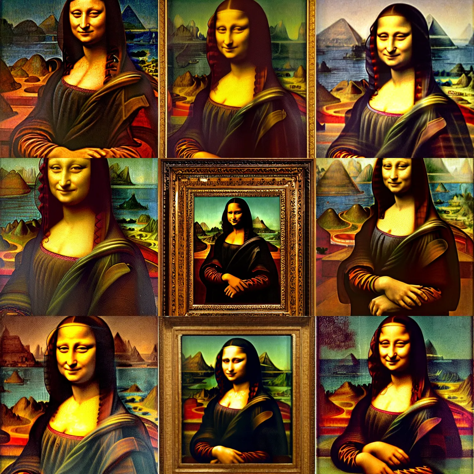 Prompt: egyptian detailed portrait of the mona lisa by rudolf ernst and john frederick lewis and jean - leon gerome and rudolf weisse and david roberts and charles theodore frere and alfred dehodencq, orientalism