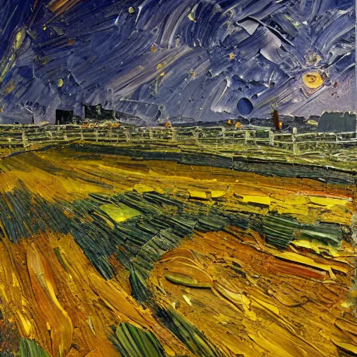 Oil Paint Impasto Relief Beautiful Night View Of An Stable Diffusion