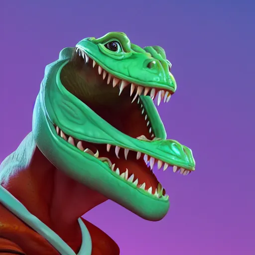 Image similar to Portrait of a Lizardman in the style of Disney, toon aesthetic, stylized character, 3d render, Trending on artstation , HD quality, dramatic light, octane