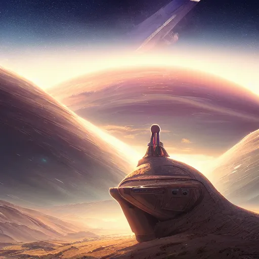 Image similar to a spaceship returns to earth, highly detailed vfx portrait, unreal engine, greg rutkowski, loish, rhads, caspar david friedrich, makoto shinkai and lois van baarle, ilya kuvshinov, rossdraws, elegent, tom bagshaw, alphonse mucha, global illumination, detailed and intricate environment.