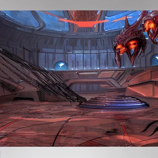 Prompt: Quake 3 arena concept art drawn by Moebius