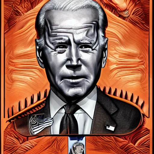 Prompt: The face of Joe Biden on Dune's sandworm body. cgi, 4k, dune book cover art
