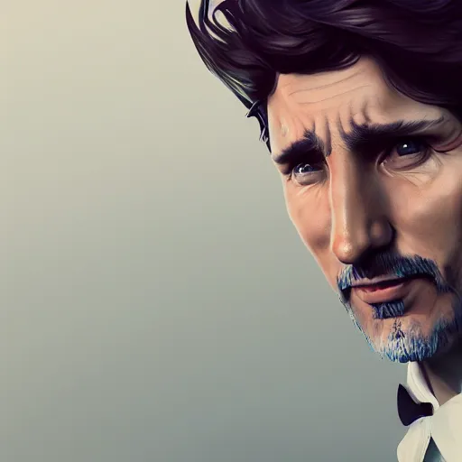 Image similar to an evil Justin Trudeau, made by Stanley Artgerm Lau, WLOP, Rossdraws, ArtStation, CGSociety, concept art, cgsociety, octane render, trending on artstation, artstationHD, artstationHQ, unreal engine, 4k, 8k,