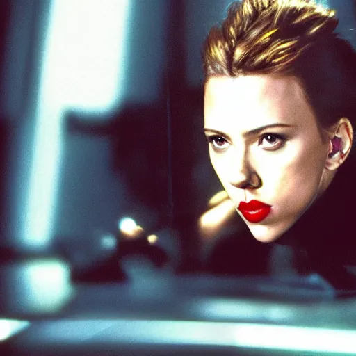 Prompt: scarlett johansson as neo, matrix, photography, movie,