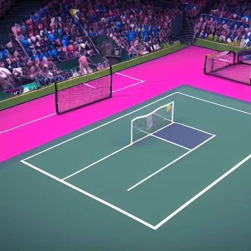 Prompt: beautiful concept art of a professional tennis match taking place on a meteor, Unreal Engine 5, 4k, colorful-n 4