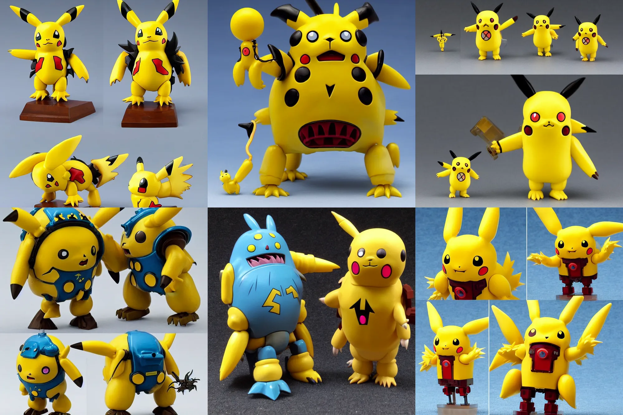 Prompt: A Lovecraftian scary giant mechanized adorable Pikachu from Studio Ghibli Howl's Moving Castle (2004) as a 1980's Kenner style action figure, 5 points of articulation, full body, 4k, highly detailed. award winning sci-fi. look at all that detail!