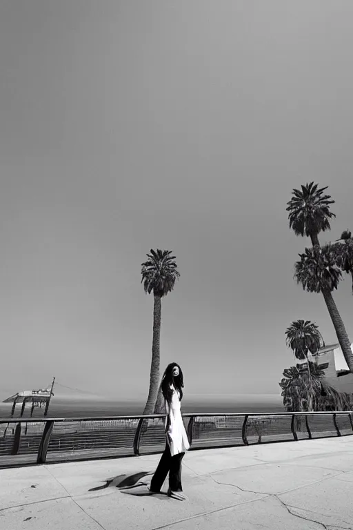 Image similar to street photography of gorgeous model girl on Santa Monica peer By Emmanuel Lubezki