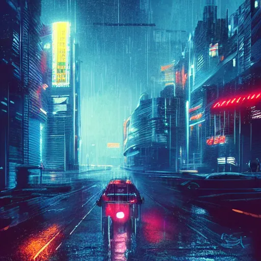 Image similar to jellyfish running on the street at night after the rain, with the silhouette of distant mountains in the background, cyberpunk style, blade runner, by darek zabrocki, 8 k