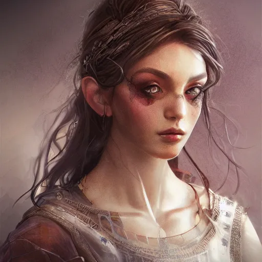 Prompt: Young Romanian woman, high resolution fantasy concept art, realistic, intricate details, soft lighting