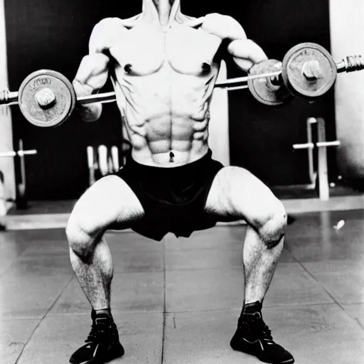 Image similar to portrait of nosferatu doing weightlifting, sport photography