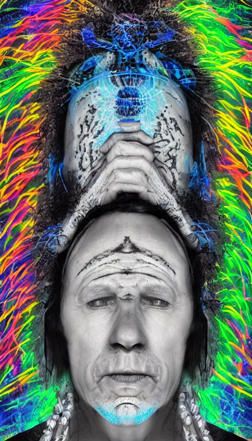 Prompt: portrait of a digital shaman, by burns jim