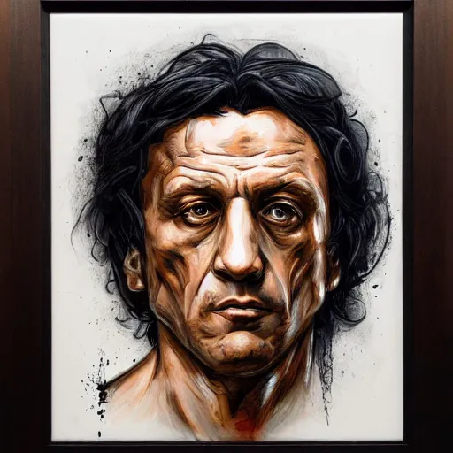 Prompt: portrait of silvester stalone, style of james jean