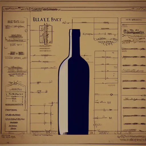 Prompt: blueprint of a bottle of wine