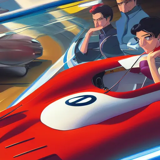 Image similar to speed racer's mach 5 in motion, portrait shinkai makoto studio ghibli studio key hideaki anno sakimichan stanley artgerm lau rossdraws james jean marc simonetti elegant highly detailed digital painting artstation pixiv