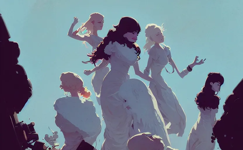 Prompt: celtic woman by atey ghailan, by greg rutkowski, by greg tocchini, by james gilleard, by joe fenton, by kaethe butcher, dynamic lighting, gradient light blue, brown, blonde cream and white color scheme, grunge aesthetic