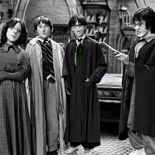 Prompt: a Harry Potter movie from the 60s