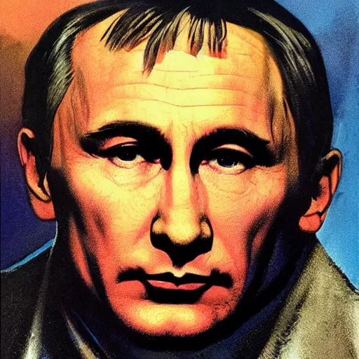 Image similar to photorealistic picture, by bob peak and alex ross, putin poster propaganda, gouache and wash paints, fine details, fine intricate, fine facial proportionate, fine body proportionate, fine fix broken line, fine fix duplicate line, fine environment proportionate, smooth focus, sharp details, bokeh, 4 k, fine 5 k details