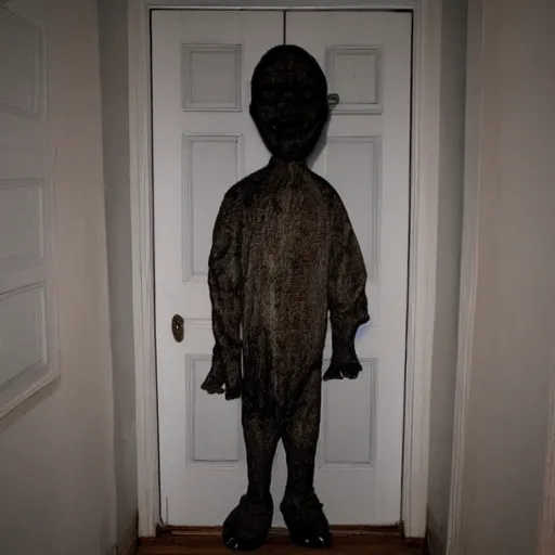 Prompt: creepy figure in your house at night