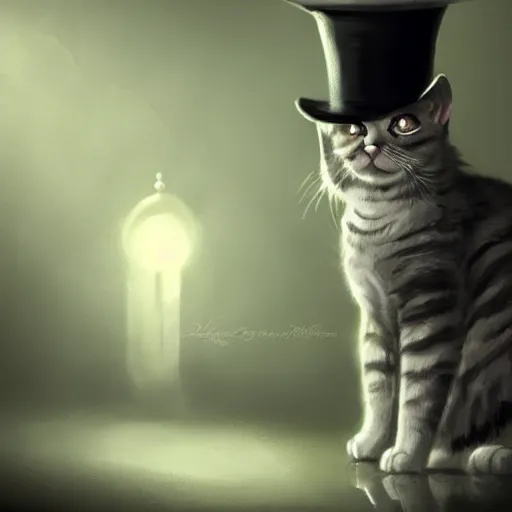 Image similar to A cat with wearing a top hat, stunning visuals, ultra detailed, dynamic lighting, trending on art station, concept art,