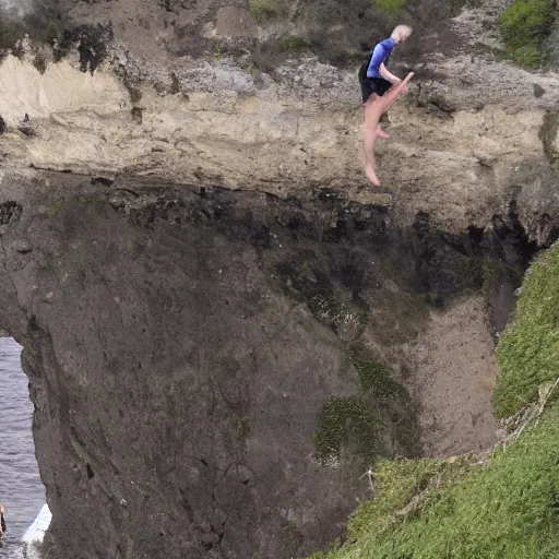 Prompt: Boris Johnson Cliff jumping