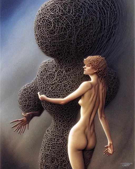 Image similar to conjuring!!! an image!!! from noise, by michael parkes, peter gric, and larry elmore, intricate, artgerm